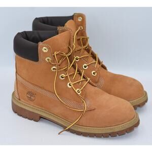 Timberland Women's Junior’s 6" Premium Waterproof Boots Wheat Nubuck Size 5